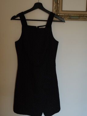 Black Sleeveless Sheath Dress with Subtle Dot Detail